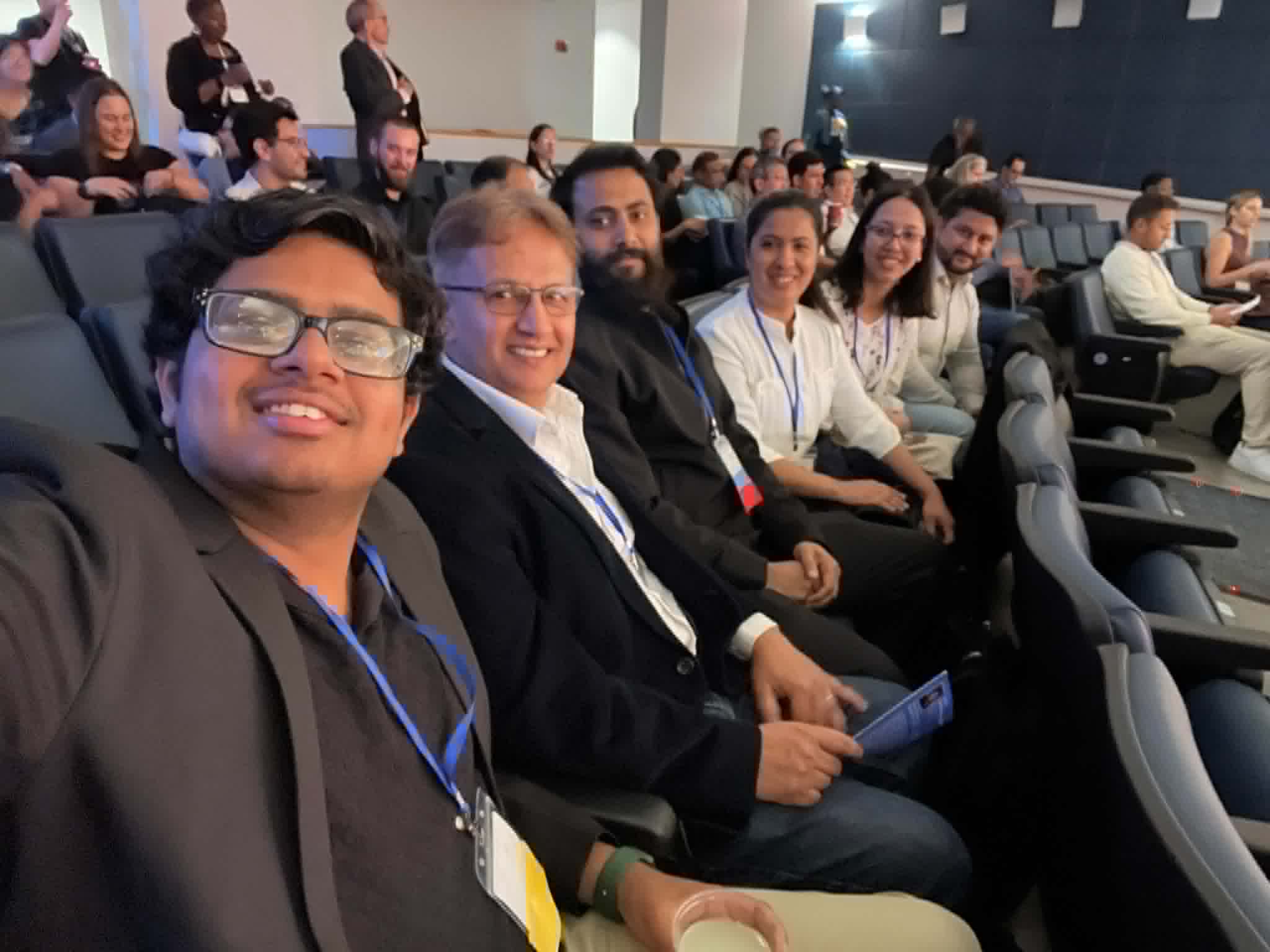 Lab members attending a conference session together
